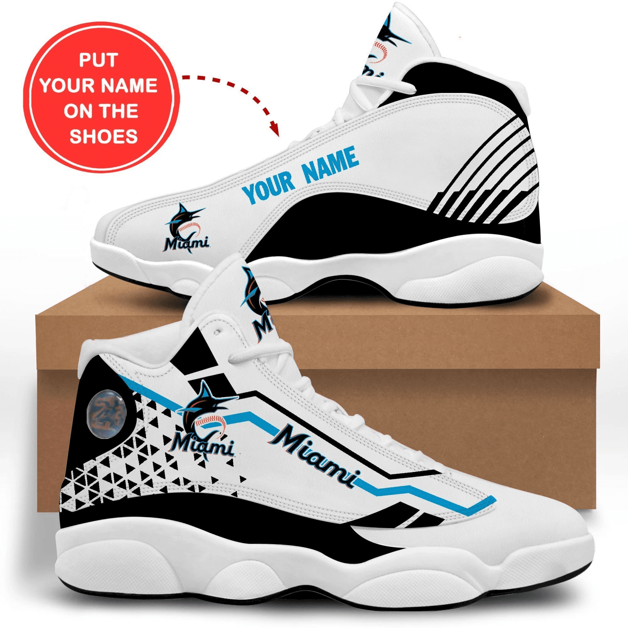 Miami Marlins Personalized Name Air Jordan 13 Sneakers Sport Shoes For Fans JD13 V820